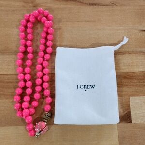 J Crew Factory Beaded Ladybug Clasp Necklace Hot Pink